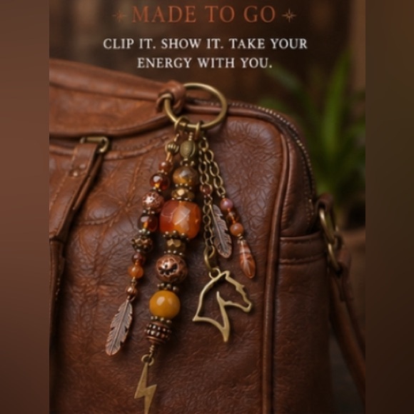 Artisan Accessories - Desert Storm Carnelian, Tigers Eye & Jasper | Horse Feather Keychain Charm